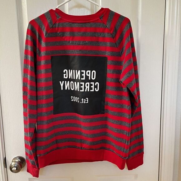 Opening Ceremony Red and Gray Striped Crewneck Sweatshirt Women's Size Medium - Picture 9 of 13